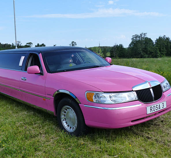 Pink limo rental with leather seating